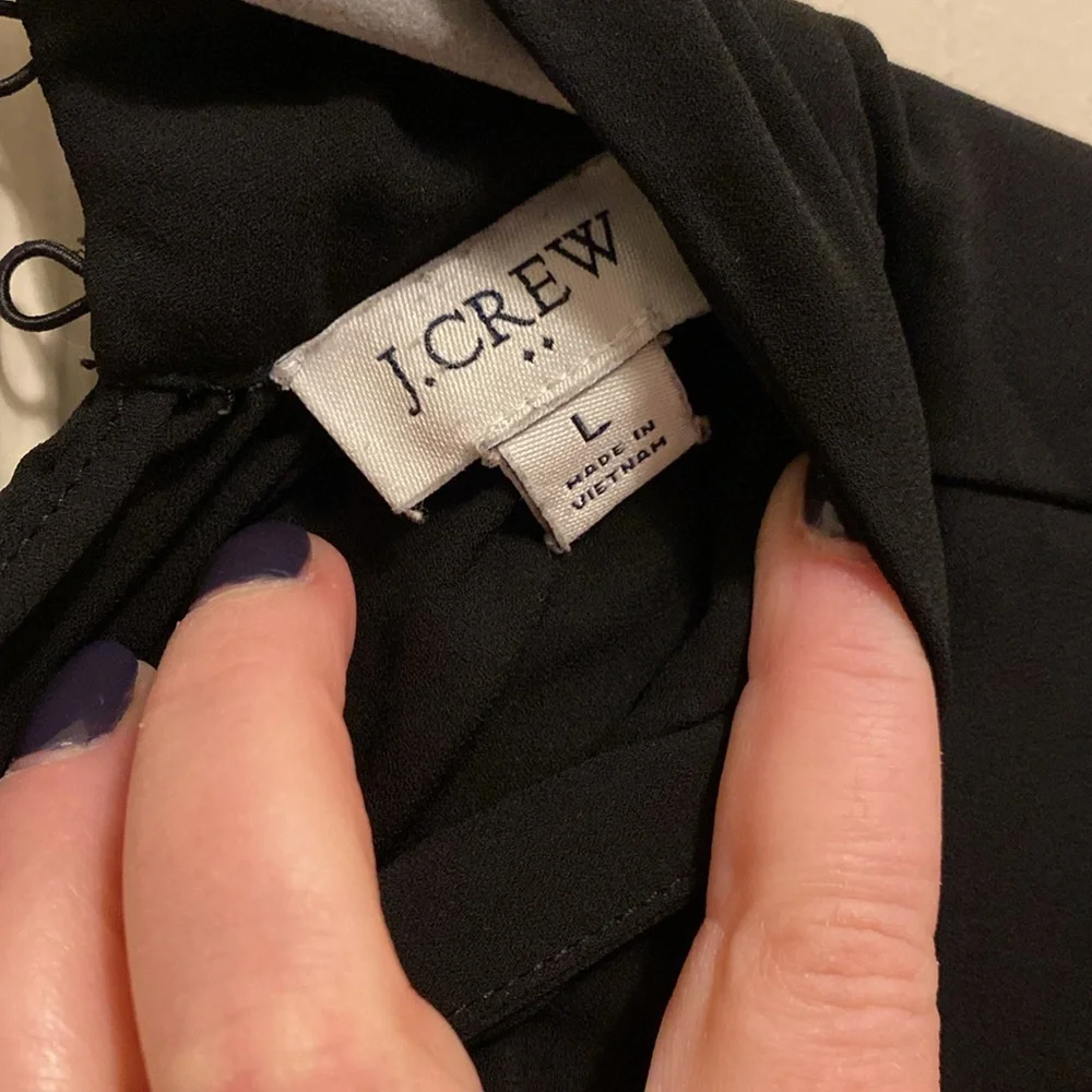 Black J. Crew Mockneck blouse size L - Picture 3 of 5